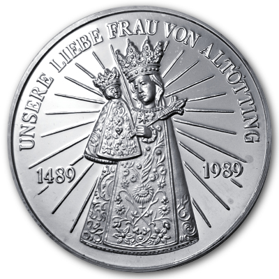 500 Jahre Wallfahrt Altötting ca 19g 999er Silbermedaille Rückseite 500 Jahre Wallfahrt Altötting ca 19g 999er Silbermedaille Rückseite