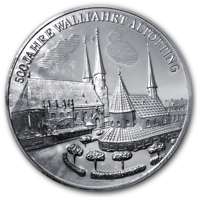 500 Jahre Wallfahrt Altötting ca 19g 999er Silbermedaille Motivseite 500 Jahre Wallfahrt Altötting ca 19g 999er Silbermedaille Motivseite