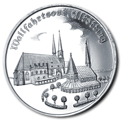 Silbermedaille des Wahlfahrtsort Altötting ca 10g 999er Feinsilber Motivseite Silbermedaille des Wahlfahrtsort Altötting ca 10g 999er Feinsilber Motivseite