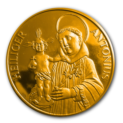 Antonius Kapelle 1685 Goldmedaille von 1980 15g 900er Gold Rückseite Antonius Kapelle 1685 Goldmedaille von 1980 15g 900er Gold Rückseite