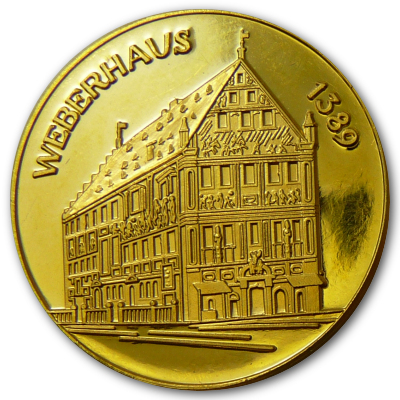 Augsburg Weberhaus 9999er Goldmedaille Serie Merkurbrunnen Motivseite