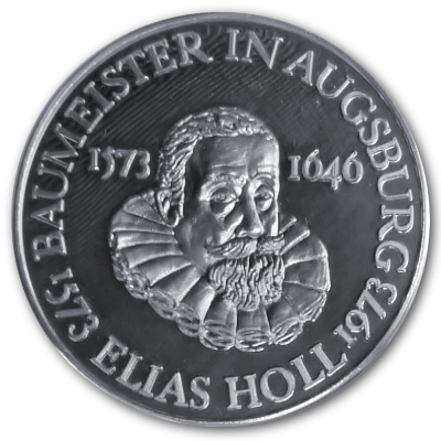 Rathaus von Augsburg 925er Silbermedaille in Polierter Platte Rückseite