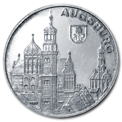 Silbermedaille Augsburg mit ca 7g 999er Feinsilber Motivseite