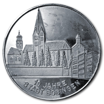 10 Jahre Stadt Bobingen ca 15g 999er Feinsilbermedaille Motivseite 10 Jahre Stadt Bobingen ca 15g 999er Feinsilbermedaille Motivseite