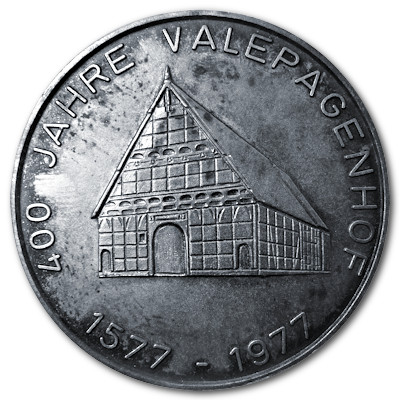 400 Jahre Valepagenhof 1577 bis 1977 Stadt Delbrück Silbermedaille ca 28g 935er Silber Motivseite