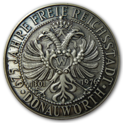 1000 Jahre Brückenstadt 977-1977 Donauwörth Silbermedaille mit ca 25g 999er Feinsilber Rückseite