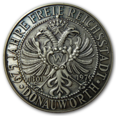 1000 Jahre Brückenstadt 977-1977 Donauwörth Silbermedaille mit ca 25g 999er Feinsilber Rückseite 1000 Jahre Brückenstadt 977-1977 Donauwörth Silbermedaille mit ca 25g 999er Feinsilber Rückseite