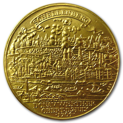 Schlacht am Schellenberg bei Donauwörth gut 20g 986er Goldmedaille Motivseite Schlacht am Schellenberg bei Donauwörth gut 20g 986er Goldmedaille Motivseite