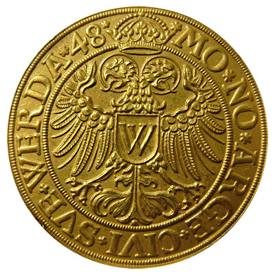 Schlacht am Schellenberg bei Donauwörth knapp 10g 986er Goldmedaille Rückseite