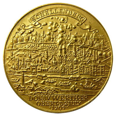 Schlacht am Schellenberg bei Donauwörth knapp 10g 986er Goldmedaille Motivseite Schlacht am Schellenberg bei Donauwörth knapp 10g 986er Goldmedaille Motivseite