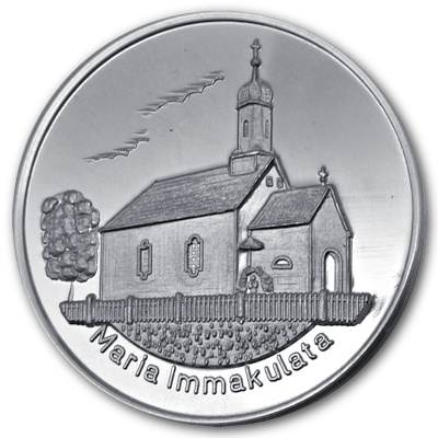 Silbermedaille Maria Immakulata und Nordheim ca 10g 999er Feinsilber Rückseite Silbermedaille Maria Immakulata und Nordheim ca 10g 999er Feinsilber Rückseite
