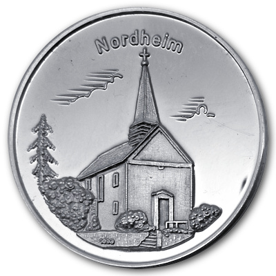 Silbermedaille Maria Immakulata und Nordheim ca 10g 999er Feinsilber Motivseite Silbermedaille Maria Immakulata und Nordheim ca 10g 999er Feinsilber Motivseite