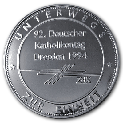 Hofkirche Dresden 92er Katholikentag 1994 ca 20g 999er Feinsilbermedaille Rückseite