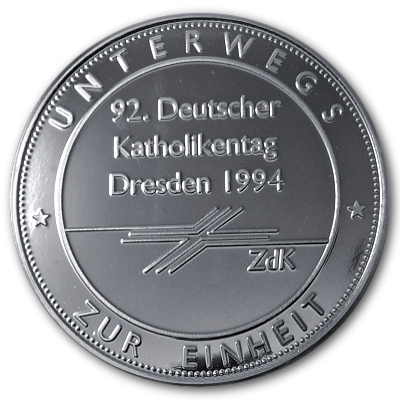 Hofkirche Dresden 92er Katholikentag 1994 ca 20g 999er Feinsilbermedaille Rückseite Hofkirche Dresden 92er Katholikentag 1994 ca 20g 999er Feinsilbermedaille Rückseite