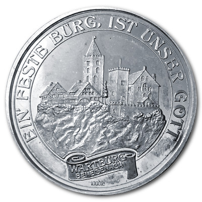 Wartburg bei Eisenach Silbermedaille aus knapp 15g Feinsilber von 1983 Motivseite