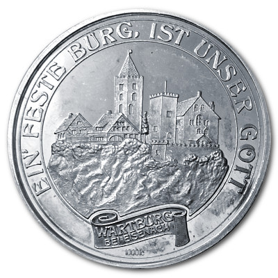 Wartburg bei Eisenach Silbermedaille aus knapp 15g Feinsilber von 1983 Motivseite Wartburg bei Eisenach Silbermedaille aus knapp 15g Feinsilber von 1983 Motivseite