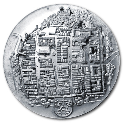 725 Jahre Friedberg Silbermedaille aus ca 33g Feinsilber Rückseite