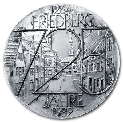 725 Jahre Friedberg Silbermedaille aus ca 33g Feinsilber Motivseite 725 Jahre Friedberg Silbermedaille aus ca 33g Feinsilber Motivseite