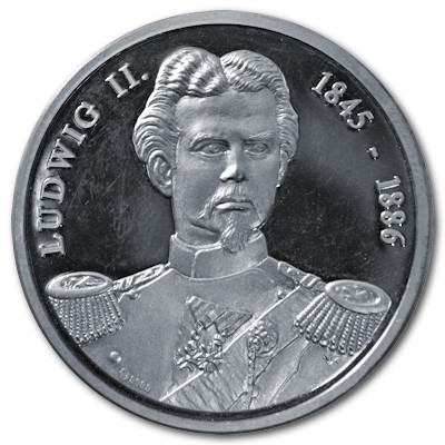 Schloss Neuschwanstein Ludwig II knapp 20g 9999er Feinsilbermedaille Rückseite Schloss Neuschwanstein Ludwig II knapp 20g 9999er Feinsilbermedaille Rückseite