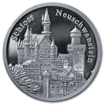 Schloss Neuschwanstein Ludwig II knapp 20g 9999er Feinsilbermedaille Motivseite