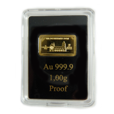 1g Goldbarren Motivbarren Hildesheimer Dom Motivseite 1g Goldbarren Motivbarren Hildesheimer Dom Motivseite