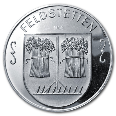 Feldstetten Laichingen Schwäbische Alb ca 9g 999er Feinsilbermedaille Rückseite