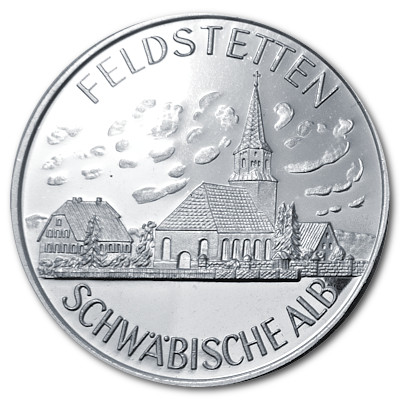Feldstetten Laichingen Schwäbische Alb ca 9g 999er Feinsilbermedaille Motivseite Feldstetten Laichingen Schwäbische Alb ca 9g 999er Feinsilbermedaille Motivseite