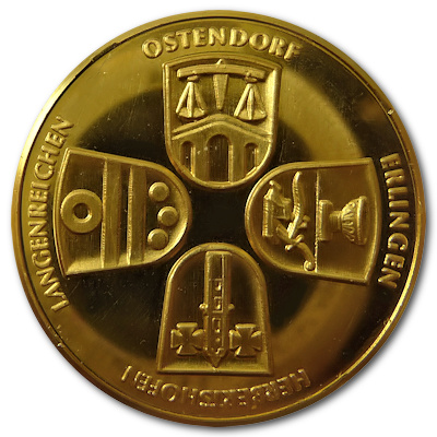 Goldmedaille 986er Dukatengold Gemeinde Meitingen Rückseite Goldmedaille 986er Dukatengold Gemeinde Meitingen Rückseite