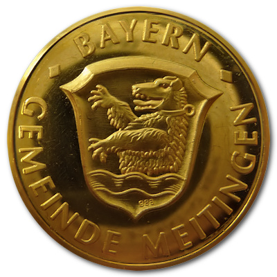 Goldmedaille 986er Dukatengold Gemeinde Meitingen Motivseite Goldmedaille 986er Dukatengold Gemeinde Meitingen Motivseite