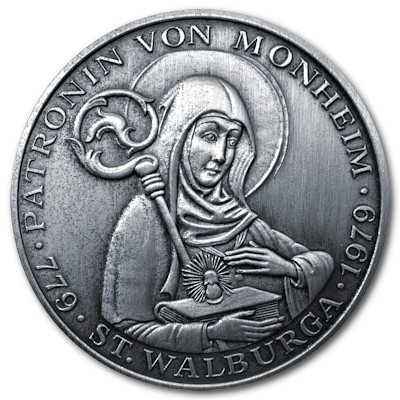 600 Jahre Stadt Monheim 1979 Medaille in Antik Finish aus rund 14g 999er Feinsilber Rückseite