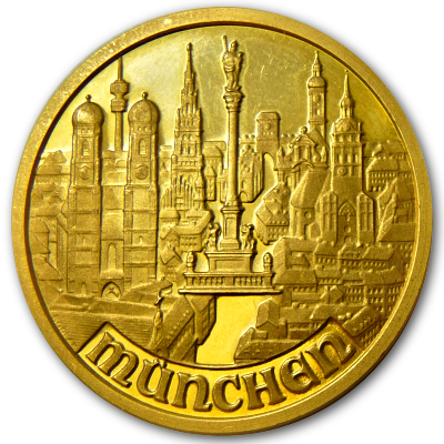 20ste Olympische Spiele 1972 München 980er Goldmedaille Rückseite
