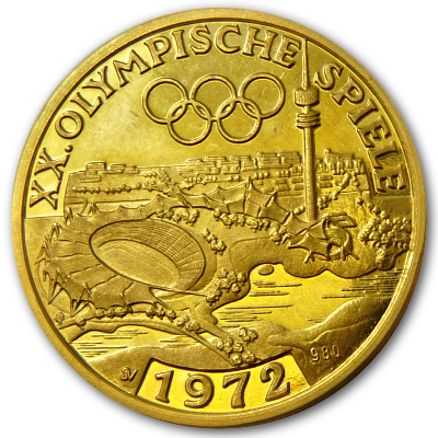 20ste Olympische Spiele 1972 München 980er Goldmedaille Motivseite
