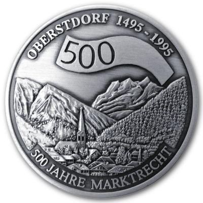 Oberstdorf 500 Jahre Markrecht Landschaftsmotiv Silber Medaille 1995