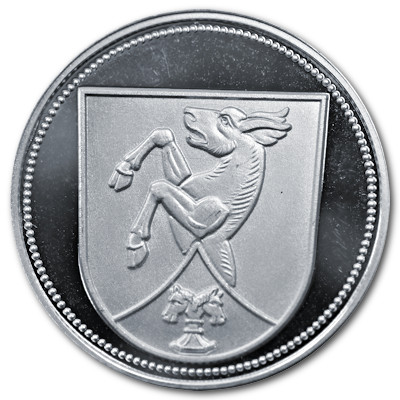 700 Jahre Axtbrunn mit Wappen Silbermedaille mit knapp 10g 999er Feinsilber Rückseite