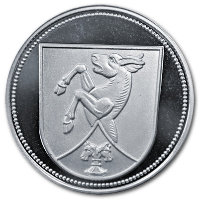 700 Jahre Axtbrunn mit Wappen Silbermedaille mit knapp 10g 999er Feinsilber Rückseite 700 Jahre Axtbrunn mit Wappen Silbermedaille mit knapp 10g 999er Feinsilber Rückseite