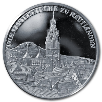 Marienkirche zu Reutlingen gut 23g 999er Feinsilbermedaille Motivseite