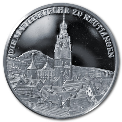 Marienkirche zu Reutlingen gut 23g 999er Feinsilbermedaille Motivseite Marienkirche zu Reutlingen gut 23g 999er Feinsilbermedaille Motivseite