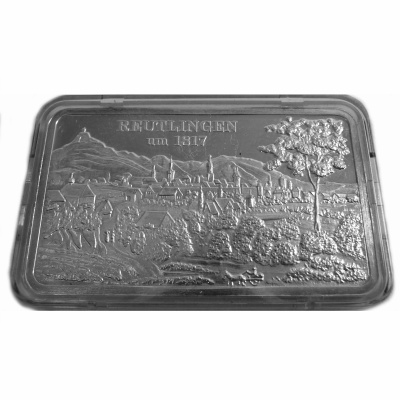 Silber Motivbarren Reutlingen um 1817 1 Oz Silberbarren in AntikFinish Motivseite Silber Motivbarren Reutlingen um 1817 1 Oz Silberbarren in AntikFinish Motivseite