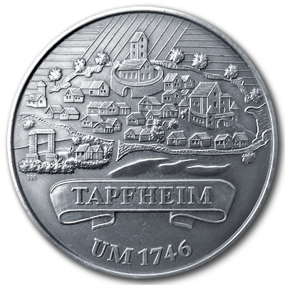 Tapfheim um 1746 Silbermedaille aus rund 14g 999er Silber in AntikFinish Motivseite