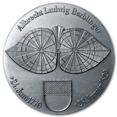 175 Jahre Flugversuch Schneider von Ulm knapp 25g 999er Feinsilbermedaille Rückseite 175 Jahre Flugversuch Schneider von Ulm knapp 25g 999er Feinsilbermedaille Rückseite