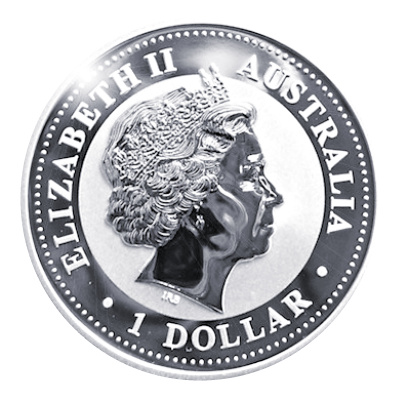 Australien 1 Oz Silber Kookaburra 2008 1 Oz Silber Rückseite