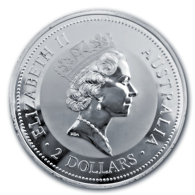Australien 2 Oz Silber Kookaburra 1997 2 Oz Silber Rückseite