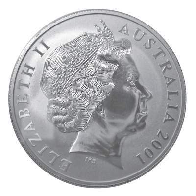 Australien 1 Oz Silber Känguru (RAM) 2001 1 Oz Silber Rückseite