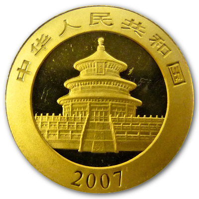 China 1/10 Oz Goldpanda 2007 1/10 Oz Gold Rückseite
