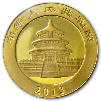 China 1/10 Oz Goldpanda 2013 1/10 Oz Gold Rückseite