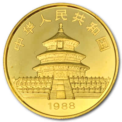 China 1/2 Oz Goldpanda 1988 1/2 Oz Gold Rückseite
