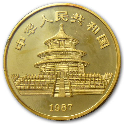 China 1 Oz Goldpanda 1987 1 Oz Gold Rückseite