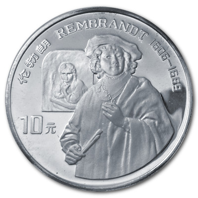 China 10 Yuan Persönlichkeiten 1994 24,98g Silber Rembrandt Vorderseite