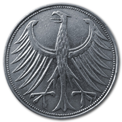 Deutschland 5 DM 1951 7,00g Silber G Rückseite