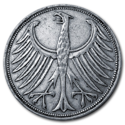 Deutschland 5 DM 1956 7,00g Silber F Rückseite